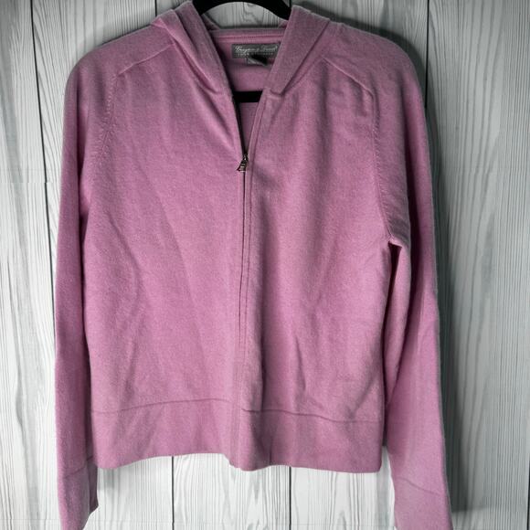 Grayson & Dunn 100% Cashmere Hooded Sweater Full Zip Up Soft Pink Size Large - Picture 1 of 8